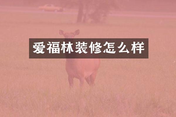爱福林装修怎么样
