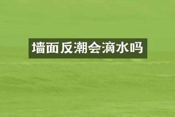 墙面反潮会滴水吗