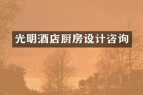光明酒店厨房设计咨询