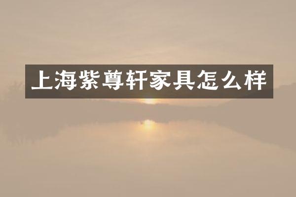 上海紫尊轩家具怎么样