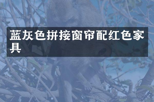 蓝灰色拼接窗帘配红色家具