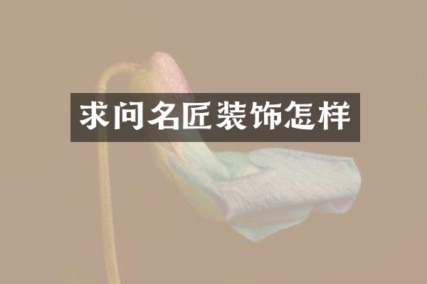 求问名匠装饰怎样