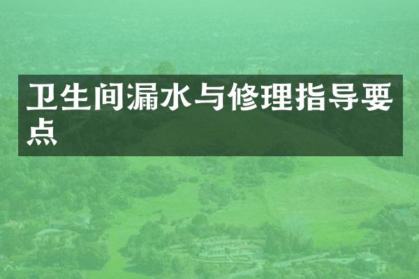 卫生间漏水与修理指导要点