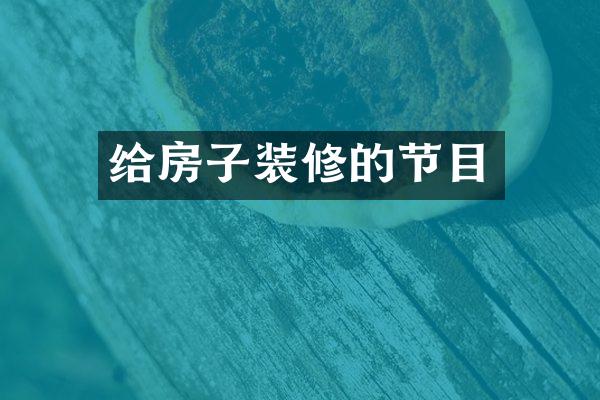 给房子装修的节目