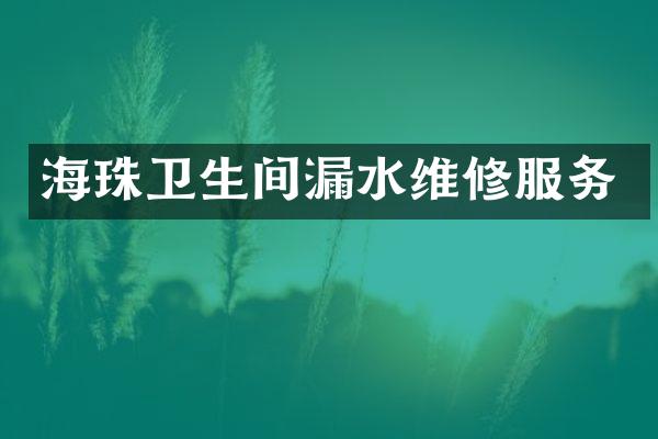 海珠卫生间漏水维修服务