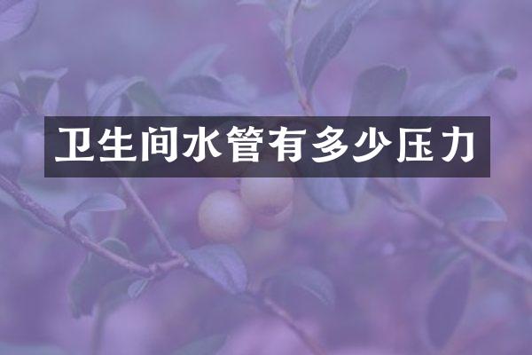 卫生间水管有多少压力