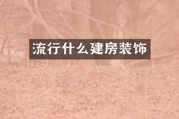流行什么建房装饰