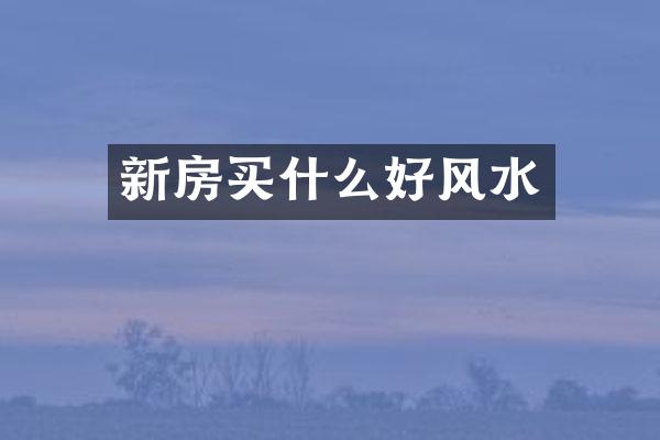 新房买什么好风水