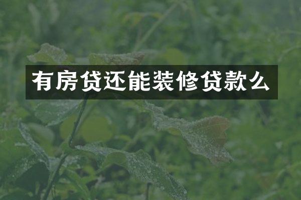 有房贷还能装修贷款么