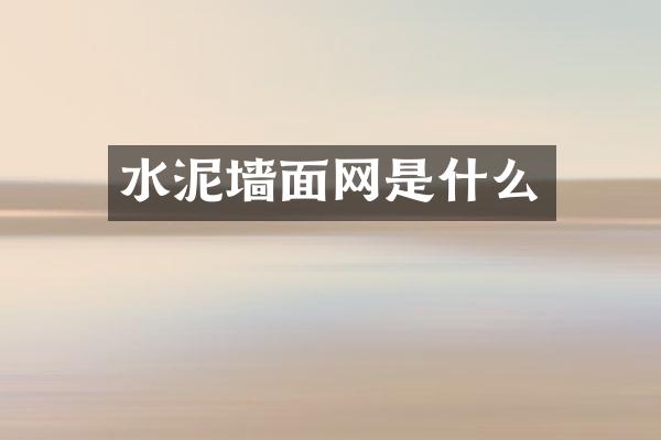 水泥墙面网是什么