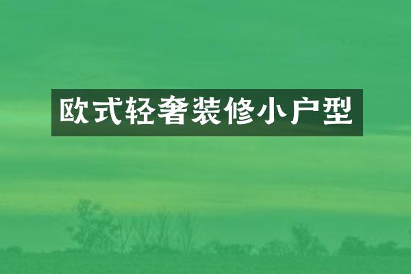 欧式轻奢装修小户型