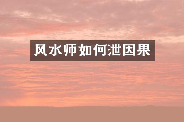 风水师如何泄因果