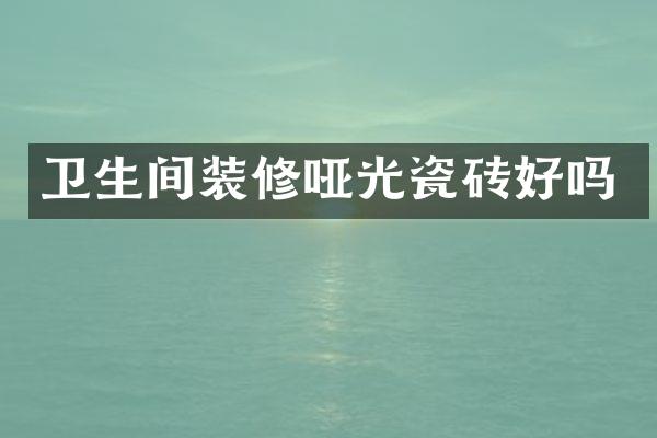 卫生间装修哑光瓷砖好吗