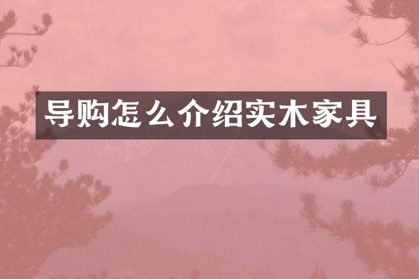 导购怎么介绍实木家具