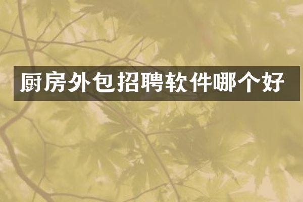 厨房外包招聘软件哪个好