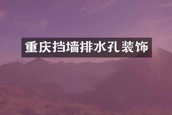 重庆挡墙排水孔装饰