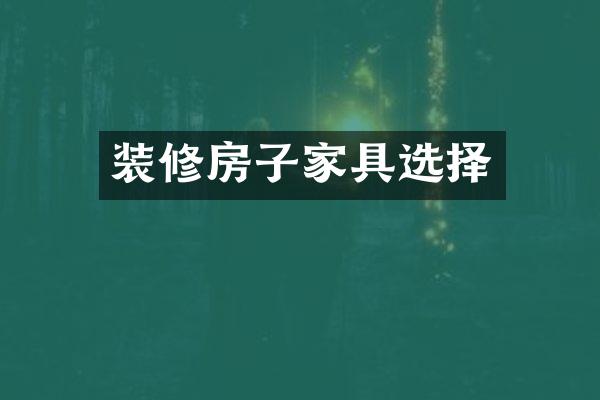 装修房子家具选择