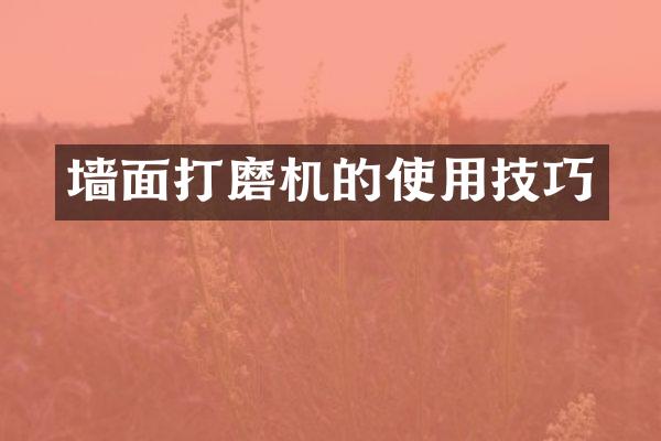 墙面打磨机的使用技巧