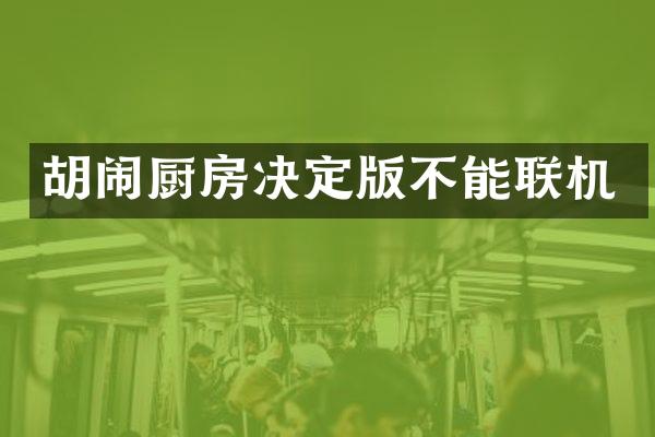 胡闹厨房决定版不能联机