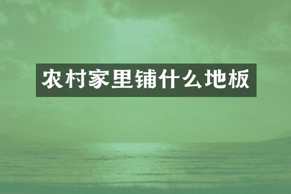 农村家里铺什么地板