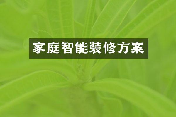 家庭智能装修方案