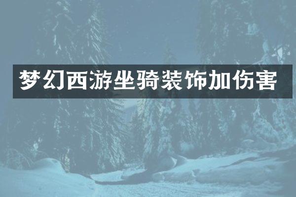 梦幻西游坐骑装饰加伤害