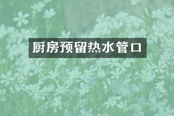 厨房预留热水管口
