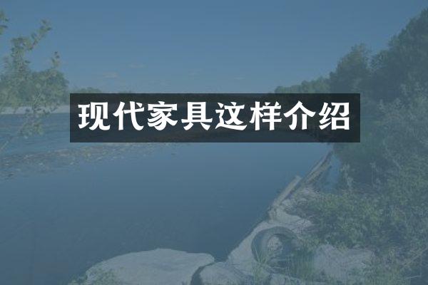 现代家具这样介绍