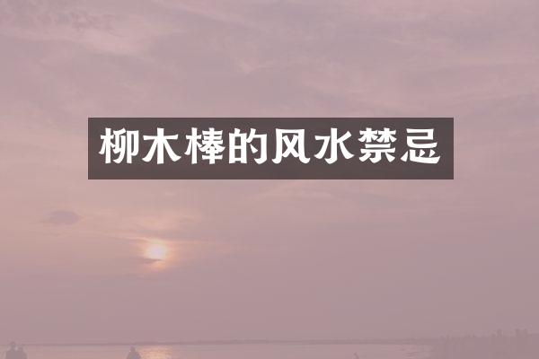 柳木棒的风水禁忌