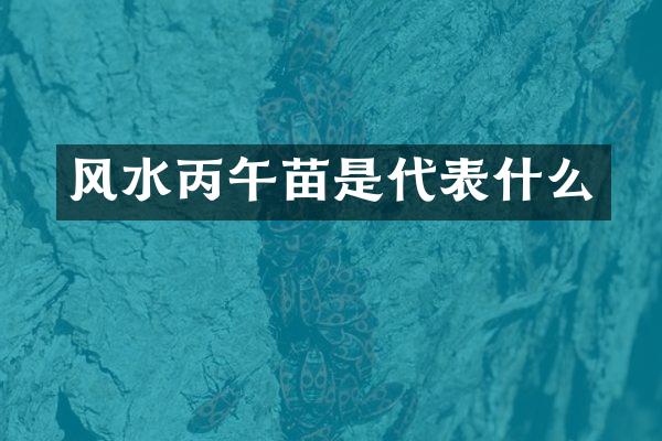 风水丙午苗是代表什么
