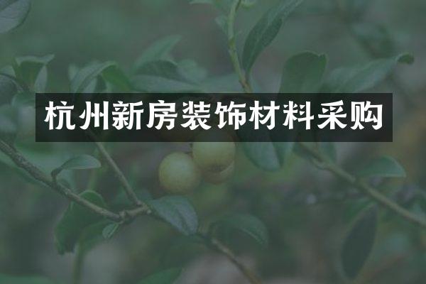杭州新房装饰材料采购