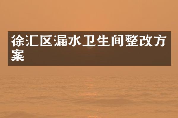 徐汇区漏水卫生间整改方案