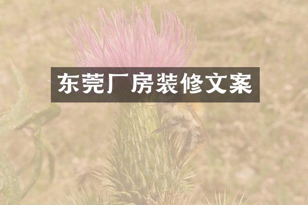 东莞厂房装修文案