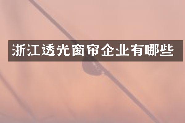 浙江透光窗帘企业有哪些