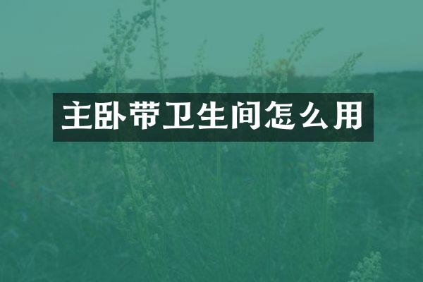 主卧带卫生间怎么用