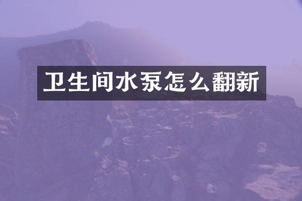 卫生间水泵怎么翻新