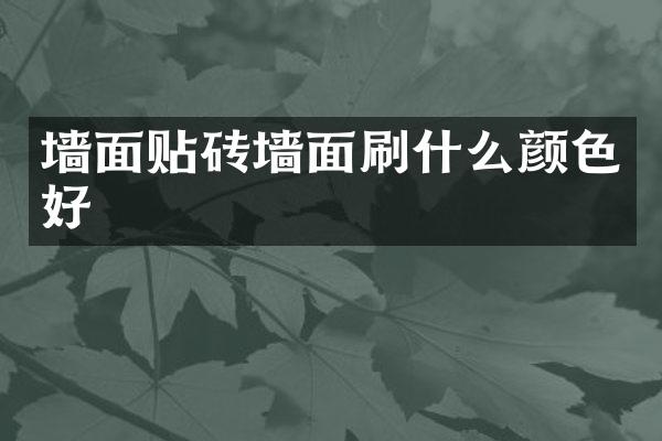 墙面贴砖墙面刷什么颜色好
