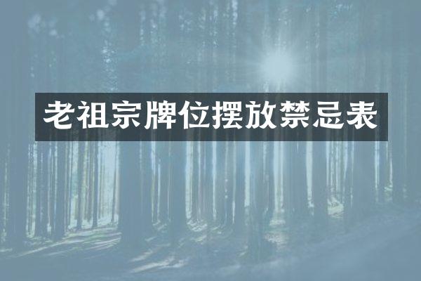 老祖宗牌位摆放禁忌表