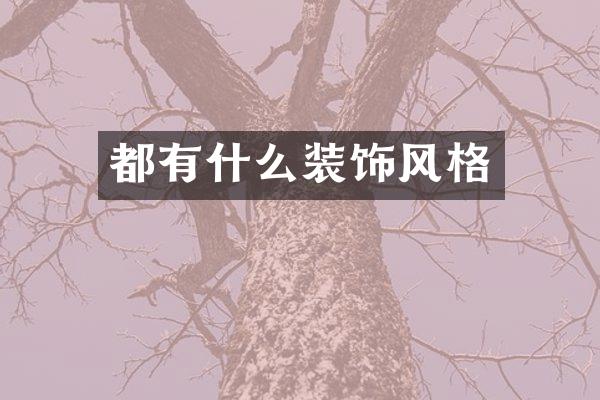 都有什么装饰风格