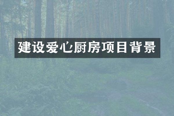 建设爱心厨房项目背景
