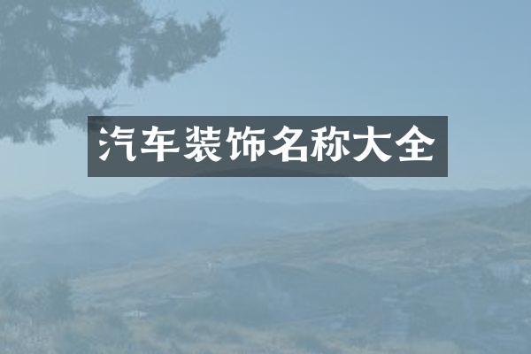 汽车装饰名称大全