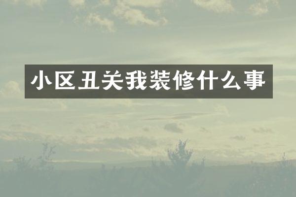 小区丑关我装修什么事