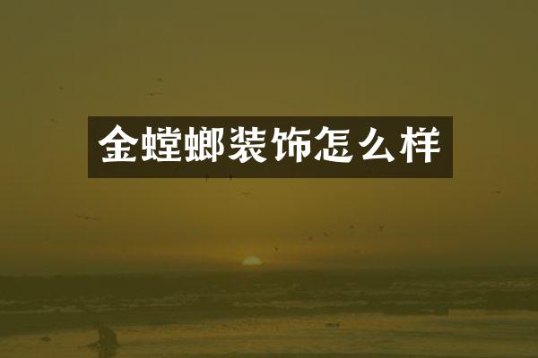 金螳螂装饰怎么样