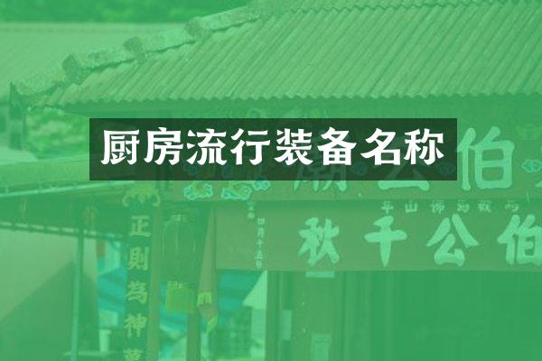 厨房流行装备名称