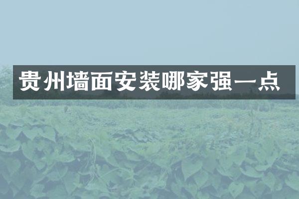 贵州墙面安装哪家强一点