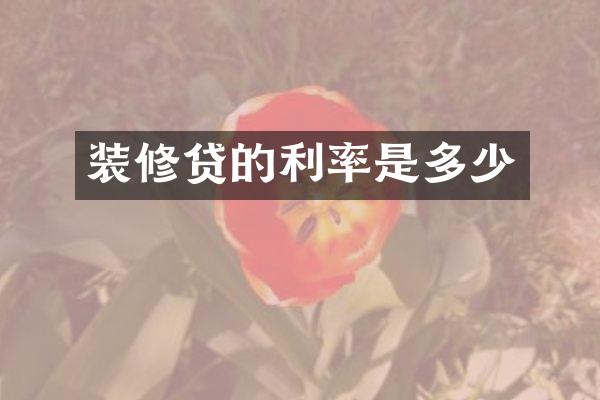 装修贷的利率是多少