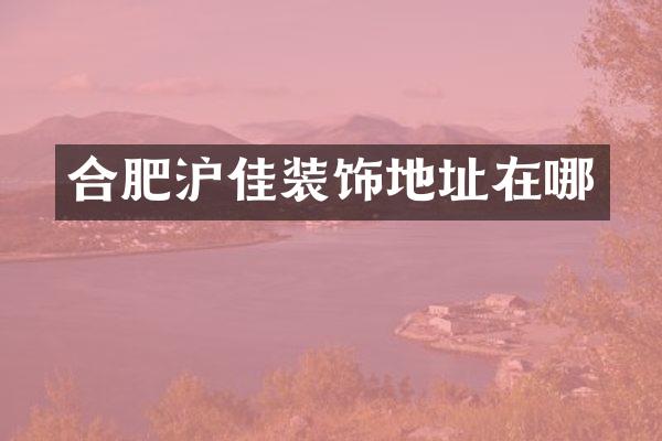 合肥沪佳装饰地址在哪
