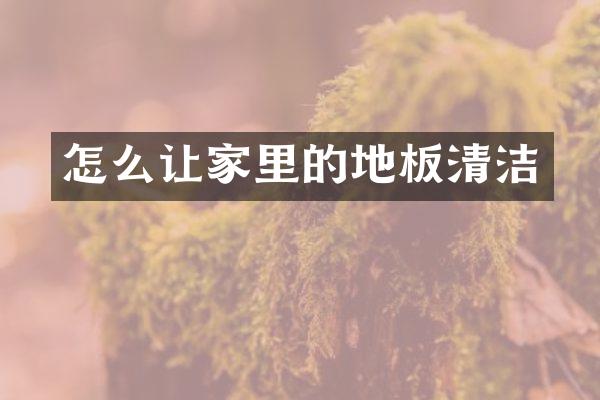 怎么让家里的地板清洁