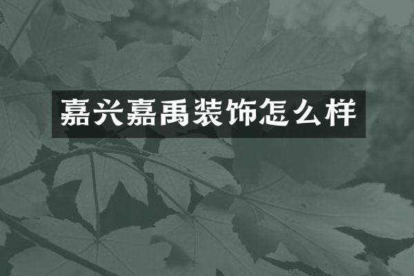 嘉兴嘉禹装饰怎么样