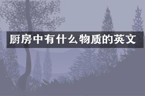 厨房中有什么物质的英文